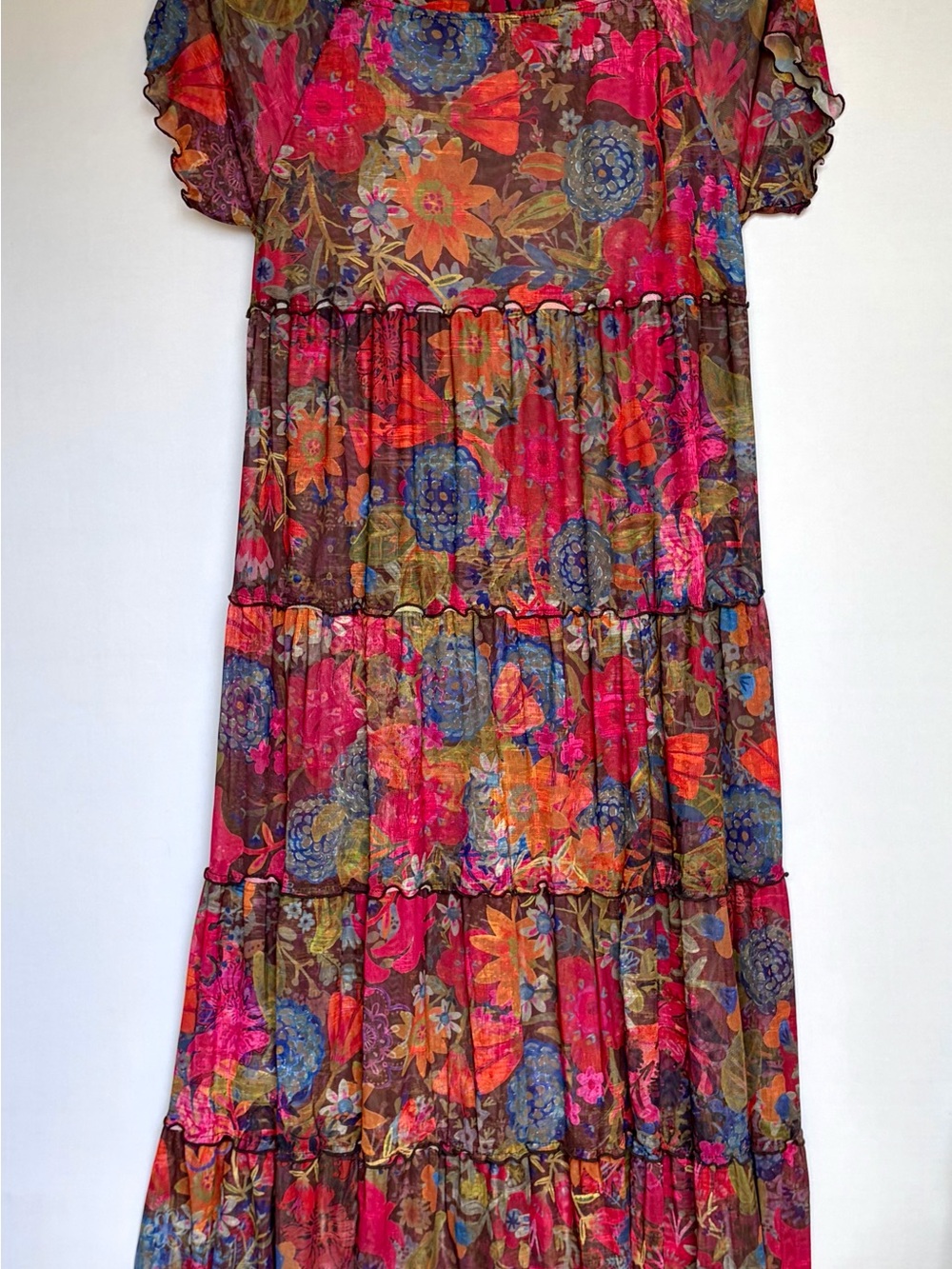 Natural Life Maxi Dress Sz M Berkley Mesh Tiered Cottagecore Peasant Boho - Picture 15 of 16